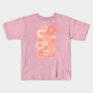 Retro Daisy Floral - Peach Kids T-Shirt